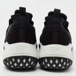 Pre Owned Roger Vivier Black Fabric and Leather Slip on Sneakers Size 37.5