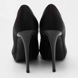 Pre Owned Roger Vivier Black Satin Limelight Buckle Pumps Size 38.5
