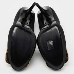 Pre Owned Roger Vivier Black Satin Limelight Buckle Pumps Size 38.5