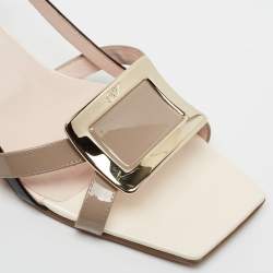 Pre Owned Roger Vivier Tricolor Patent Leather Belle Vivier Slingback Sandals  Size 41.5 