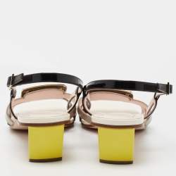 Pre Owned Roger Vivier Tricolor Patent Leather Belle Vivier Slingback Sandals  Size 41.5 