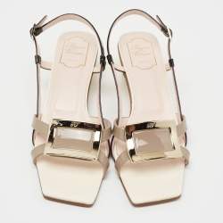 Pre Owned Roger Vivier Tricolor Patent Leather Belle Vivier Slingback Sandals  Size 41.5 