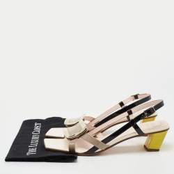 Pre Owned Roger Vivier Tricolor Patent Leather Belle Vivier Slingback Sandals  Size 41.5 