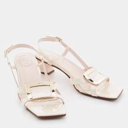 Roger Vivier White Patent Leather Belle Vivier Slingback Sandals Size 42