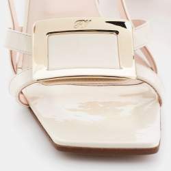 Roger Vivier White Patent Leather Belle Vivier Slingback Sandals Size 42