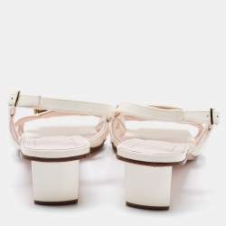 Roger Vivier White Patent Leather Belle Vivier Slingback Sandals Size 42