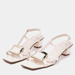 Roger Vivier White Patent Leather Belle Vivier Slingback Sandals Size 42