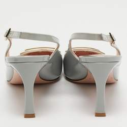 Pre Owned Roger Vivier Grey Patent Leather Belle Vivier Slingback Pumps Size 37.5 
