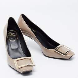 Pre Owned Roger Vivier Grey Patent Leather Trompette Pumps Size 37