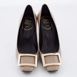 Pre Owned Roger Vivier Grey Patent Leather Trompette Pumps Size 37