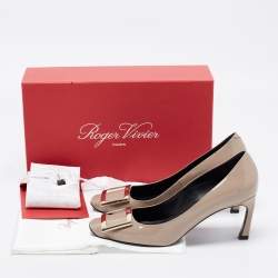 Pre Owned Roger Vivier Grey Patent Leather Trompette Pumps Size 37