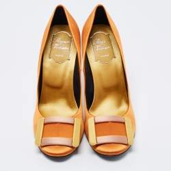 Roger Vivier Orange Satin Buckle Pumps Size 37