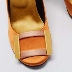 Roger Vivier Orange Satin Buckle Pumps Size 37