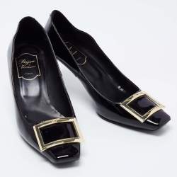 Pre Owned Roger Vivier Black Patent Leather Trompette Pumps Size 40 
