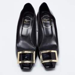 Pre Owned Roger Vivier Black Patent Leather Trompette Pumps Size 40 