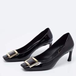 Pre Owned Roger Vivier Black Patent Leather Trompette Pumps Size 40 