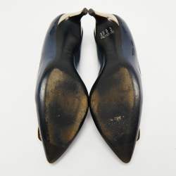 Pre Owned Roger Vivier Navy Blue Patent Leather Sexy Choc Pumps Size 37.5