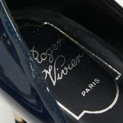 Pre Owned Roger Vivier Navy Blue Patent Leather Sexy Choc Pumps Size 37.5