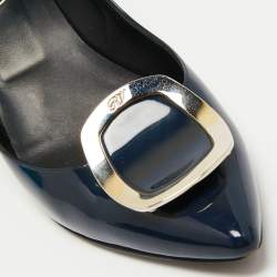 Pre Owned Roger Vivier Navy Blue Patent Leather Sexy Choc Pumps Size 37.5