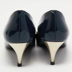 Pre Owned Roger Vivier Navy Blue Patent Leather Sexy Choc Pumps Size 37.5
