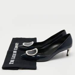 Pre Owned Roger Vivier Navy Blue Patent Leather Sexy Choc Pumps Size 37.5