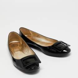 Roger Vivier Black Patent Leather Gommette Ballet Flats Size 39.5