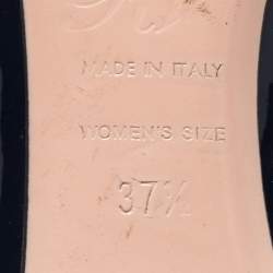 Pre Owned Roger Vivier Black/Navy Blue Patent Leather Buckle Detail Pumps Size 37.5