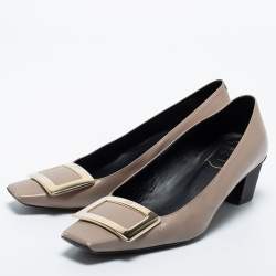 Pre Owned Roger Vivier Beige Leather Trompette Pumps Size 37