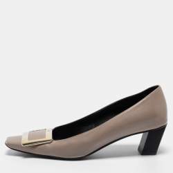 Pre Owned Roger Vivier Beige Leather Trompette Pumps Size 37