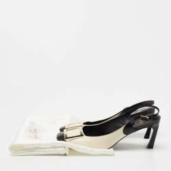 Pre Owned Roger Vivier White/Black Leather Belle Vivier Slingback Pumps Size 37