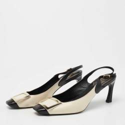 Pre Owned Roger Vivier White/Black Leather Belle Vivier Slingback Pumps Size 37