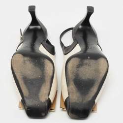 Pre Owned Roger Vivier White/Black Leather Belle Vivier Slingback Pumps Size 37