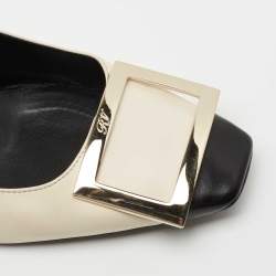 Pre Owned Roger Vivier White/Black Leather Belle Vivier Slingback Pumps Size 37