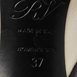 Pre Owned Roger Vivier White/Black Leather Belle Vivier Slingback Pumps Size 37