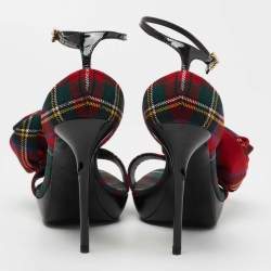 Roger Vivier Multicolor Fabric and Patent Leather Flower Detail Ankle Strap Sandals Size 36