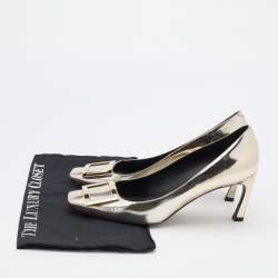 Pre Owned Roger Vivier Gold Leather Belle Vivier Trompette Pumps Size 39.5