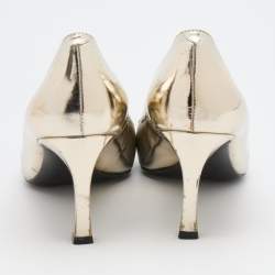 Pre Owned Roger Vivier Gold Leather Belle Vivier Trompette Pumps Size 39.5