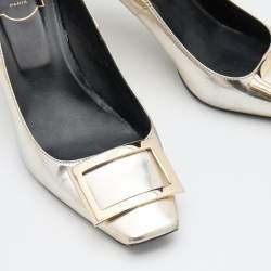 Pre Owned Roger Vivier Gold Leather Belle Vivier Trompette Pumps Size 39.5