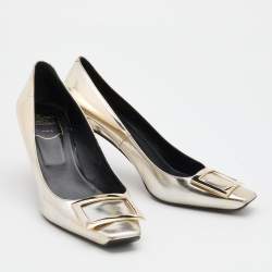 Pre Owned Roger Vivier Gold Leather Belle Vivier Trompette Pumps Size 39.5