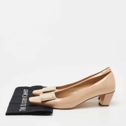 Pre Owned Roger Vivier Beige Patent Leather Trompette Pumps Size 41