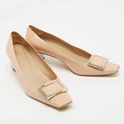 Pre Owned Roger Vivier Beige Patent Leather Trompette Pumps Size 41