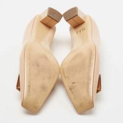 Pre Owned Roger Vivier Beige Patent Leather Trompette Pumps Size 41