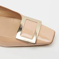 Pre Owned Roger Vivier Beige Patent Leather Trompette Pumps Size 41