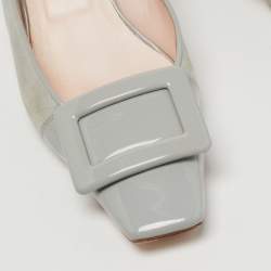 Roger Vivier Grey  Patent and Suede Trompette Pumps Size 36.5