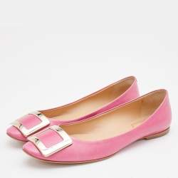 Roger Vivier Pink Leather Belle Ballet Flats Size 39