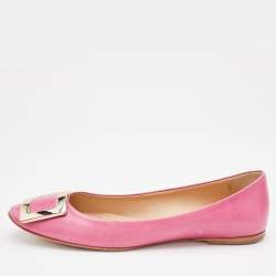 Roger Vivier Pink Leather Belle Ballet Flats Size 39
