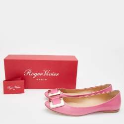 Roger Vivier Pink Leather Belle Ballet Flats Size 39