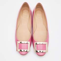 Roger Vivier Pink Leather Belle Ballet Flats Size 39