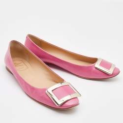 Roger Vivier Pink Leather Belle Ballet Flats Size 39