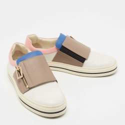 Pre Owned Roger Vivier Multicolor Leather Sneaky Viv Zip Sneakers Size 39